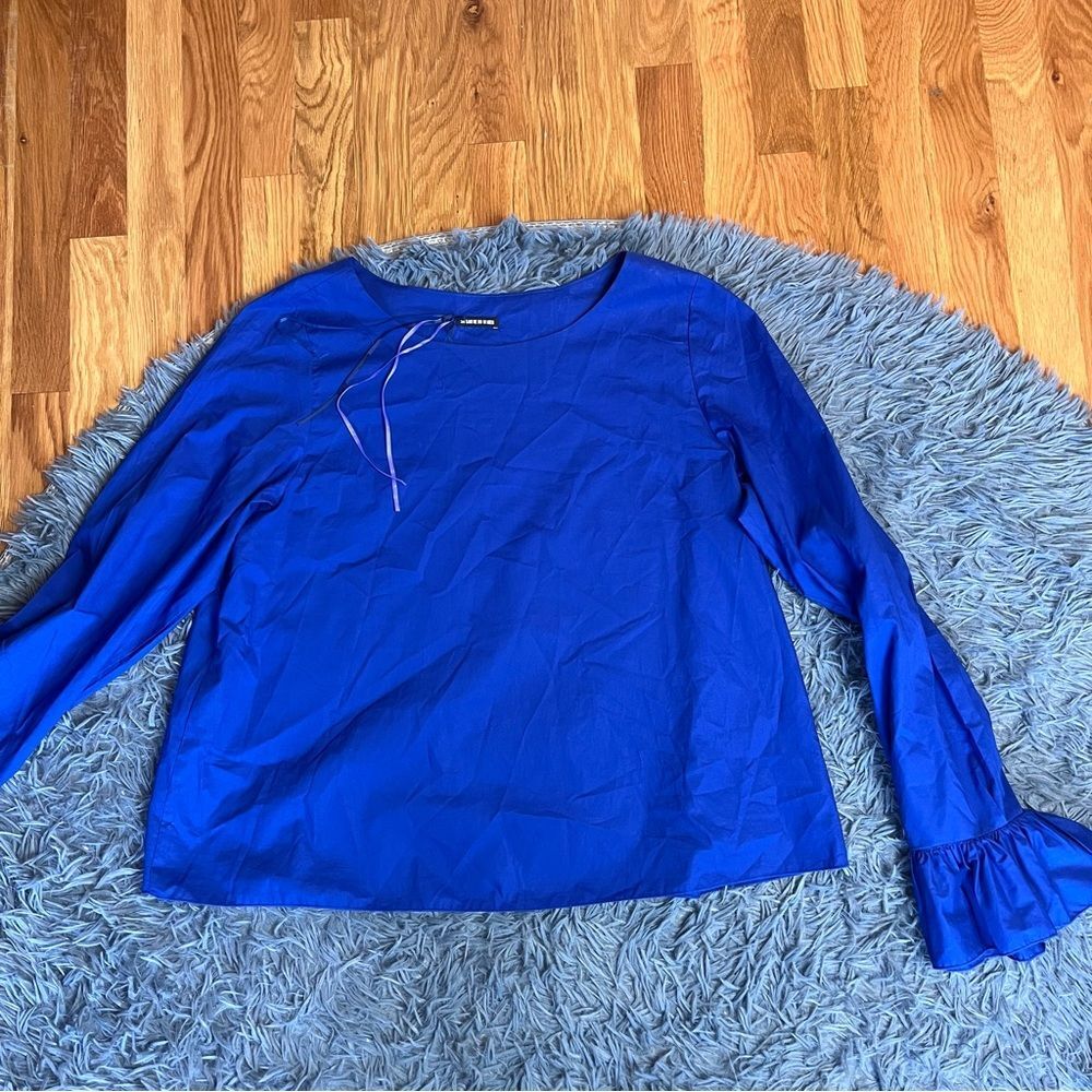Susanne Bommer Royal Blue Cotton Blouse Size M Designer Top